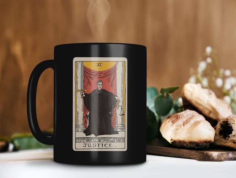 Rbg Justice Card Mug Tarot Card Ruth Bader Ginsburg Mug The Notorious Rbg Mug Vintage Retro Premium Sublime Ceramic Coffee Mug Black