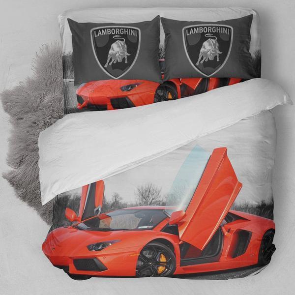 Red Lamborghini Aventador Car Bedding Set