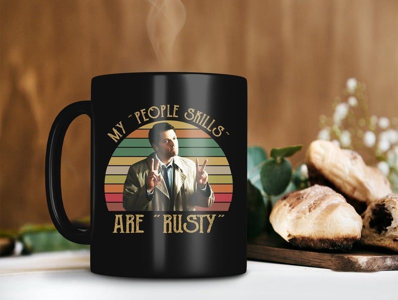 Retro Vintage Mug My People Skills Are Rusty Mug Castiel Supernatural Movie Mug Premium Sublime Ceramic Coffee Mug Black