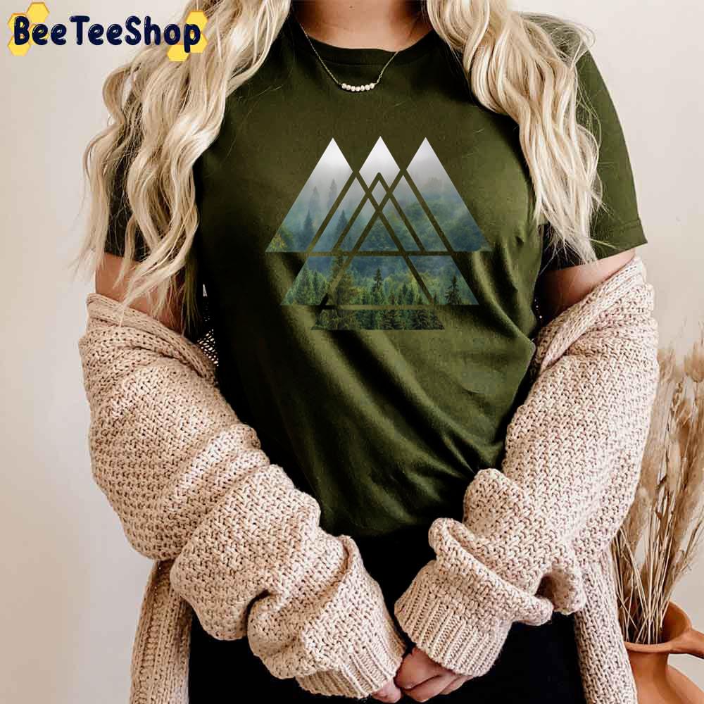 Sacred Geometry Triangles Misty Forest Unisex T-Shirt