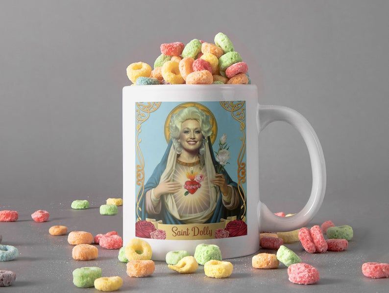 Saint Dolly Parton God Blessed You Mug Dolly Rebecca Parton Mug Country Music Lover Gifts Premium Sublime Ceramic Coffee Mug White