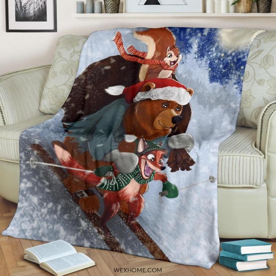 Skiing Christmas Best Seller Fleece Blanket Gift For Fan, Premium Comfy Sofa Throw Blanket Gift