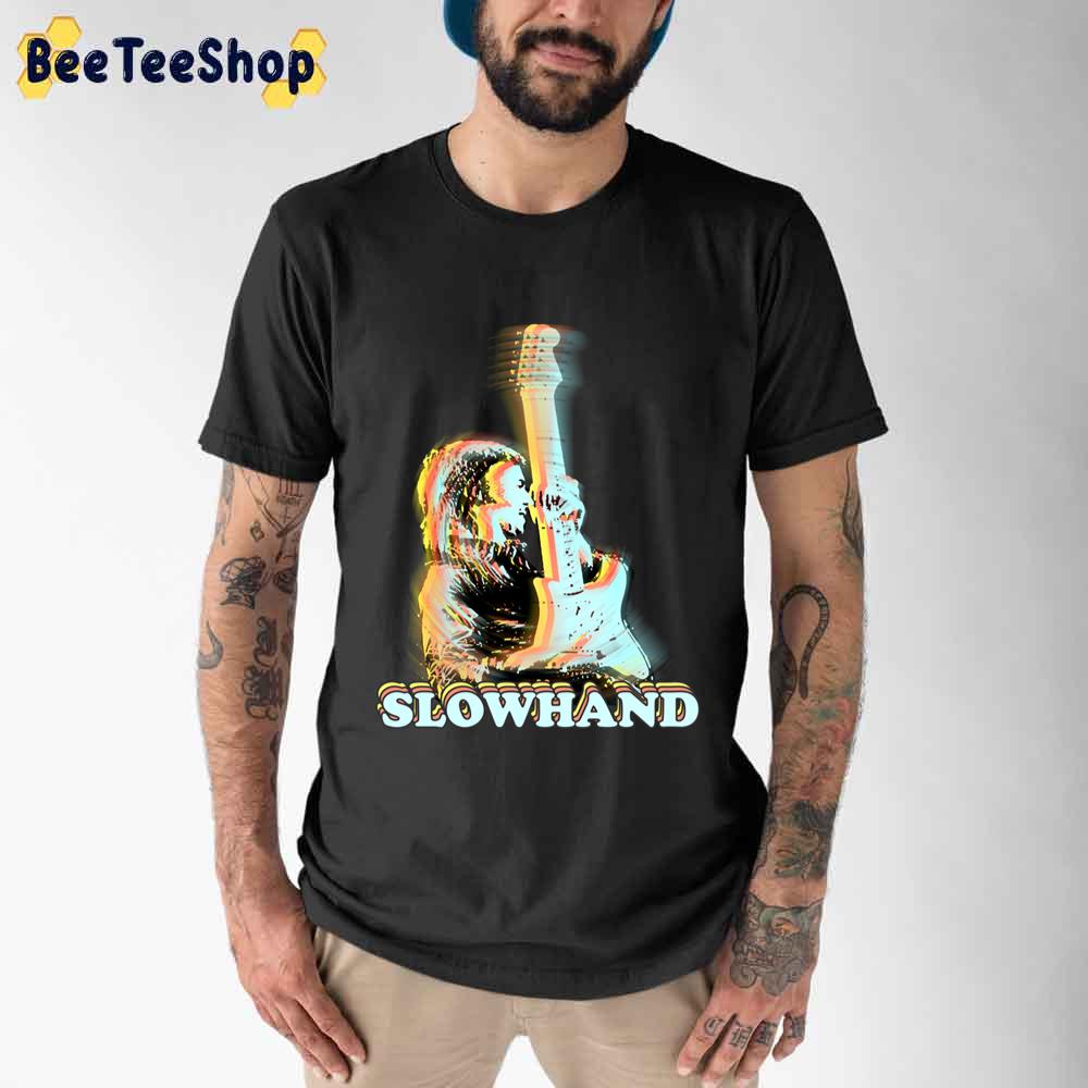 Slowhand Holding Strato Guitar Multichromatic Illustration Unisex T-Shirt