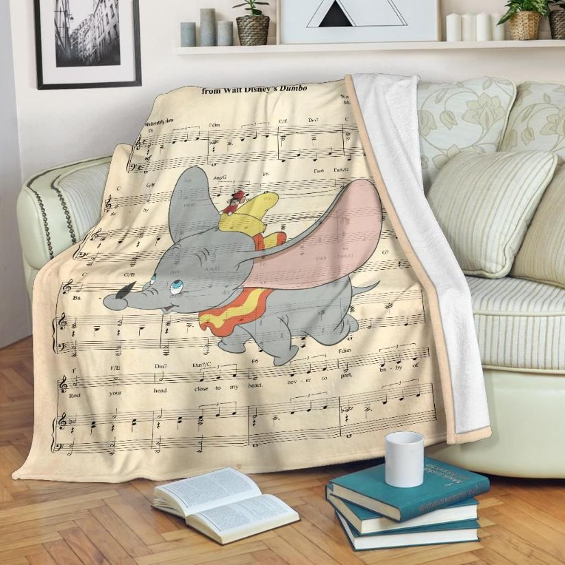 Song Lyric Flying Dumbo Disney Fleece Blanket Gift For Fan, Premium Comfy Sofa Throw Blanket Gift