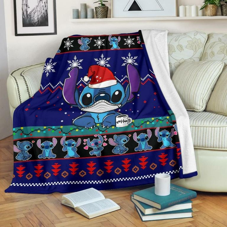 Stitch Christmas Fleece Blanket Gift For Fan, Premium Comfy Sofa Throw Blanket Gift