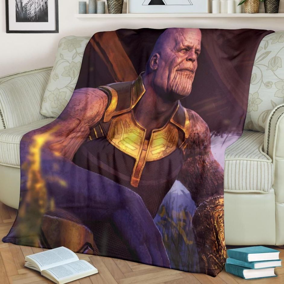 Thanos Marvel Fleece Blanket Gift For Fan, Premium Comfy Sofa Throw Blanket Gift