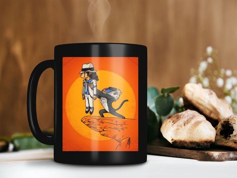 The Lion King Rafiki Holding Michael Jackson Mug The Lion King Lover Mug Walt Disney Mug Premium Sublime Ceramic Coffee Mug Black