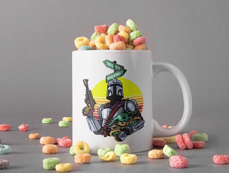 This Is High Way Boba Fett And Baby Yoda Mug Star Wars Gift The Mandalorian Gift Baby Yoda Lover Premium Sublime Ceramic Coffee Mug White