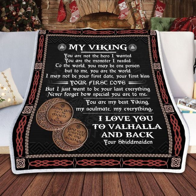 To My Viking Love You To Valhalla And Back Premium Comfy Sofa Throw Blanket