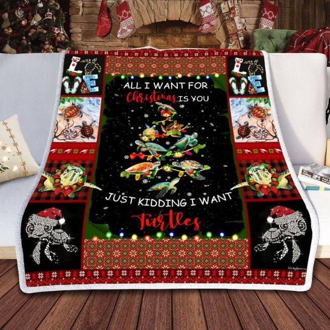 Turtles All I Want For Christmas Is You Just Kidding I Want Turtles Premium Comfy Sofa Throw Blanket