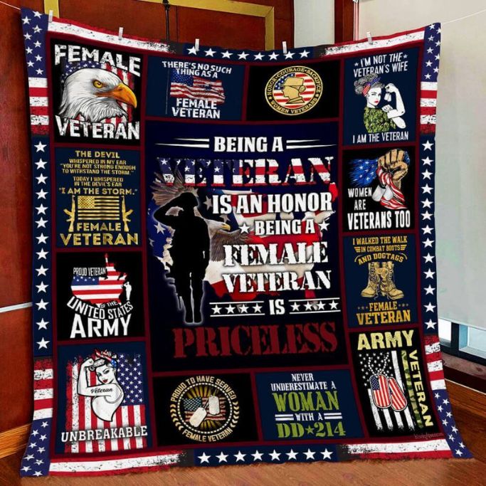 Veteran Day Being A Veteran Is An Honor Being A Female Veteran Is Priceless Premium Comfy Sofa Throw Blanket