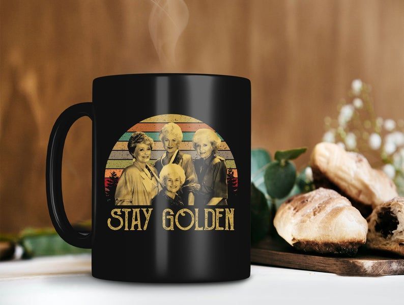 Vintage Retro Stay Golden With The Golden Girls Mug Premium Sublime Ceramic Coffee Mug Black