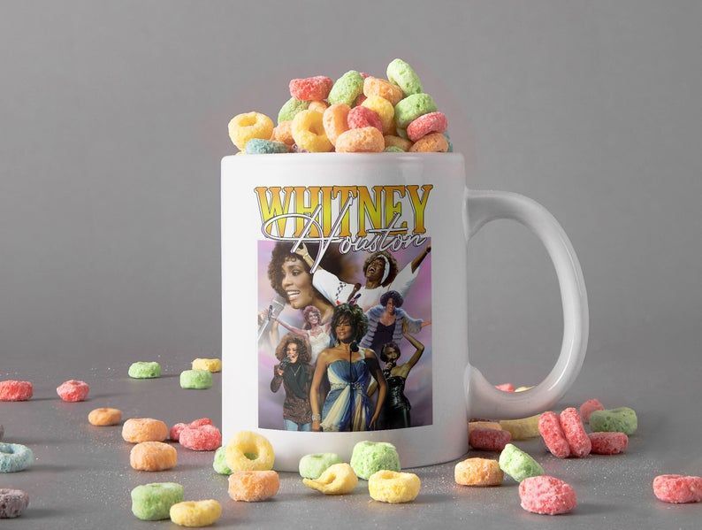 Whitney Houston The Most Awarded Female Artist Of All Time Mug Whitney Houston Lover Gift Premium Sublime Ceramic Coffee Mug White