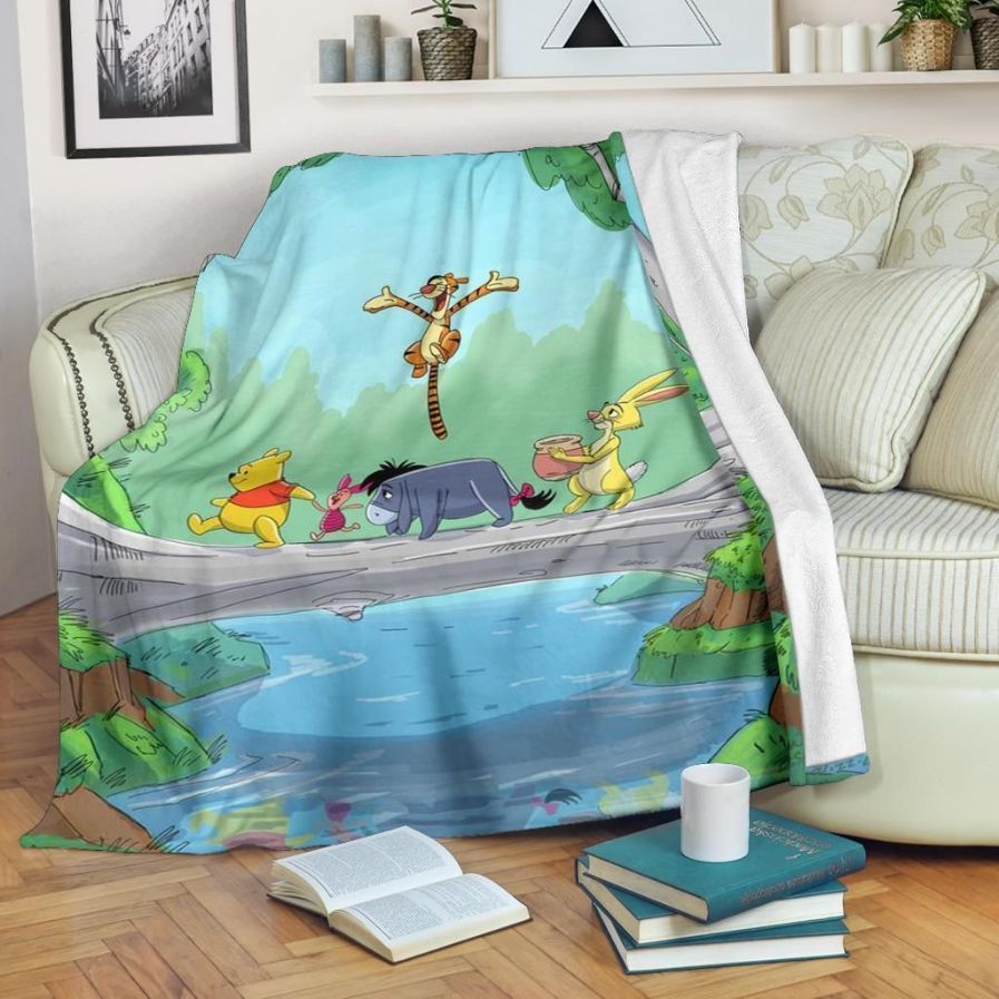 Winnie The Pooh Adventure Time Fleece Blanket Gift For Fan, Premium Comfy Sofa Throw Blanket Gift