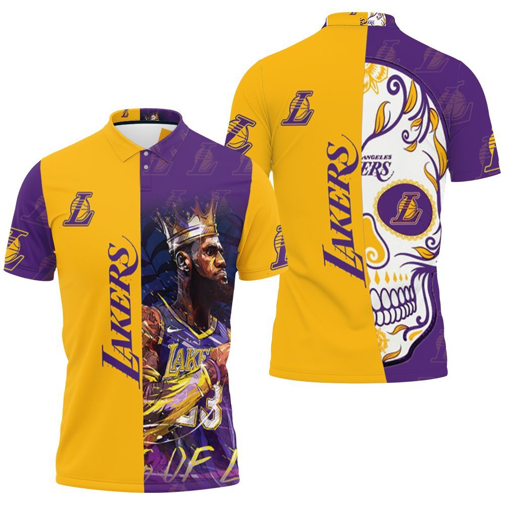 23 Lebron James Los Angeles Lakers Nba Western Conference Skull Logo Polo Shirt All Over Print Shirt 3d T-shirt