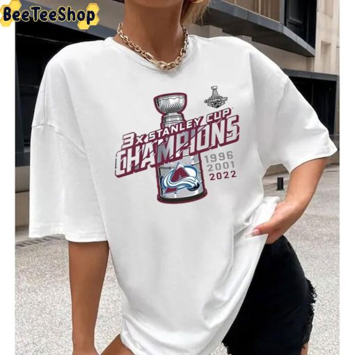 3-Time Colorado Avalanche NHL Stanley Cup Champions 2022 Unisex T-Shirt