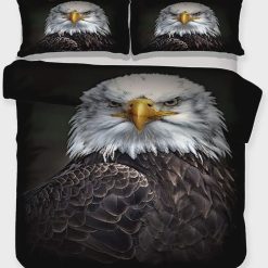 3D Eagle Pattern Animal Printed Black Bedding Set Feather Eagle Printed Soft Breathable Bedspread Cover Animal