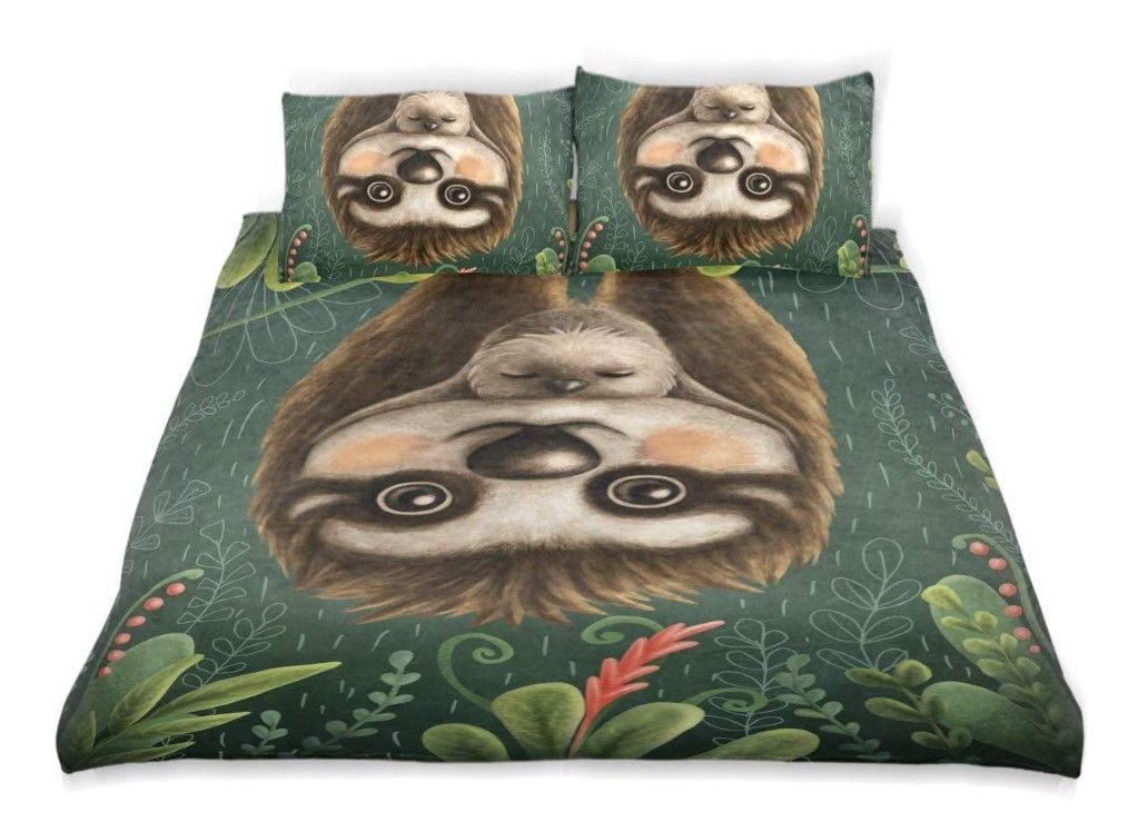 3D Sloth Mom And Baby Cotton Bedding Sets