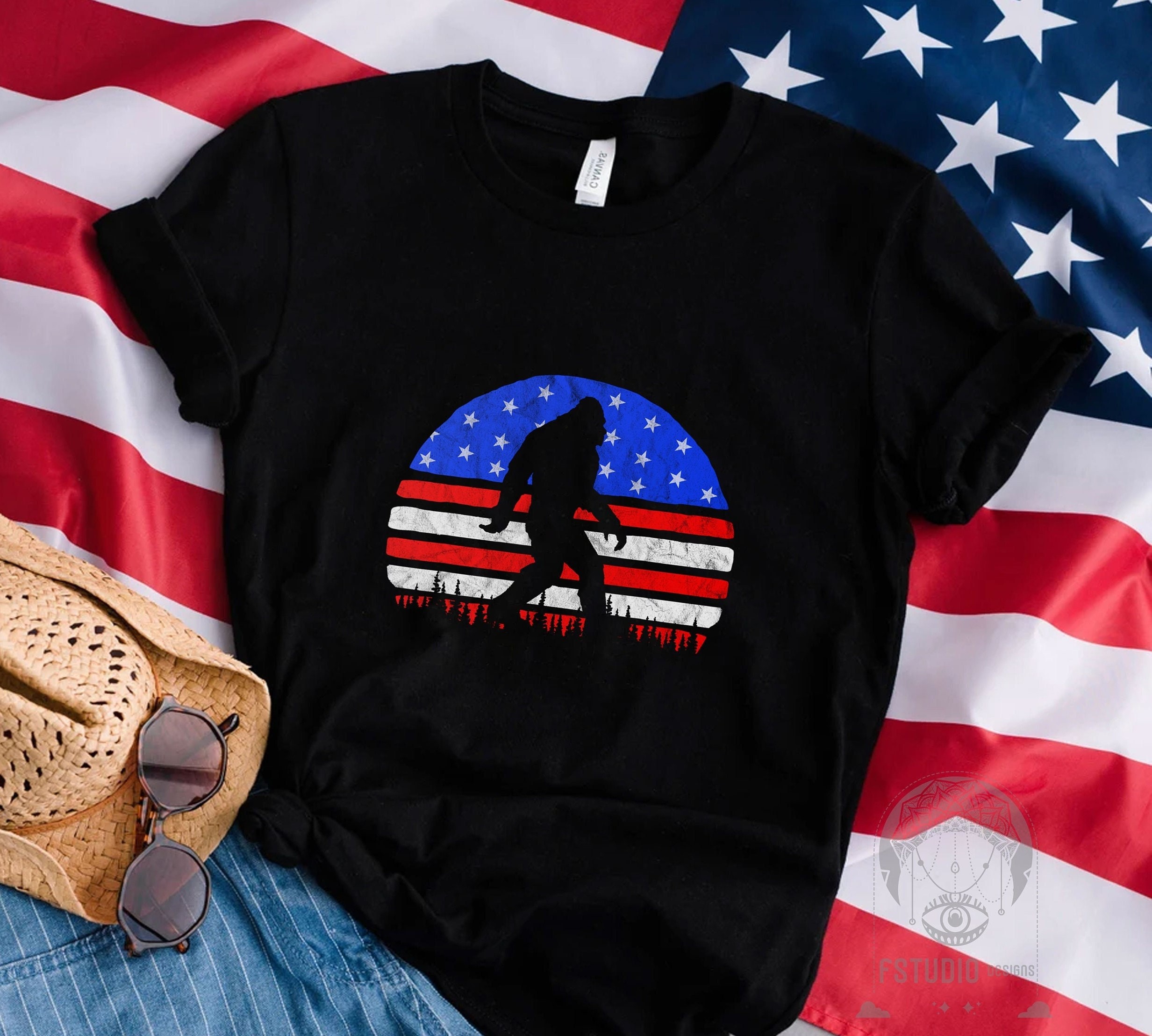 4th Of July Funny Bigfoot America Flag Independence Unisex Shirt