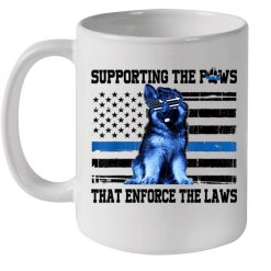 4th Of July Independence Day Supporting The Paws That Enforce The Laws American Flag Premium Sublime Ceramic Coffee Mug White