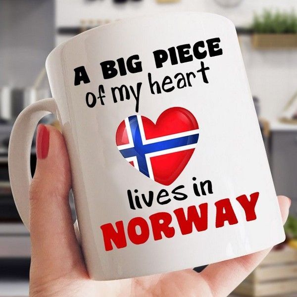 A Big Piece Of My Heart Lives In Norway Premium Sublime Ceramic Coffee Mug White