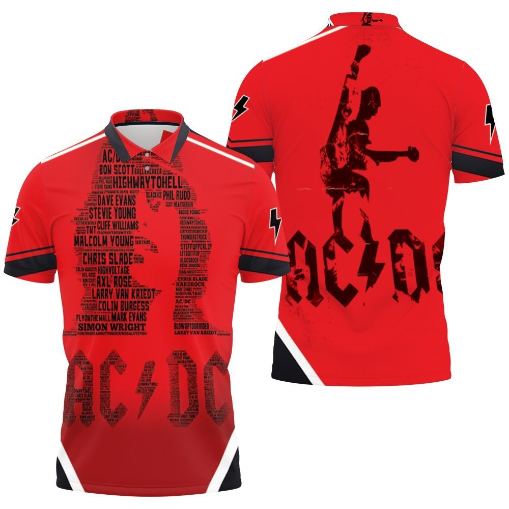Acdc Angus Young Typogprahy Polo Shirt All Over Print Shirt 3d T-shirt