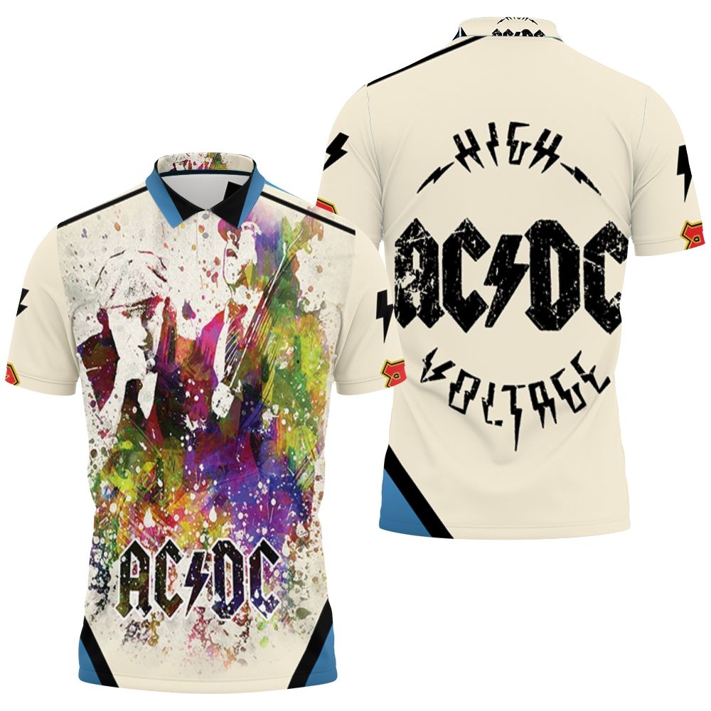 Acdc In Color Aged Pixel Paint Drop Polo Shirt All Over Print Shirt 3d T-shirt