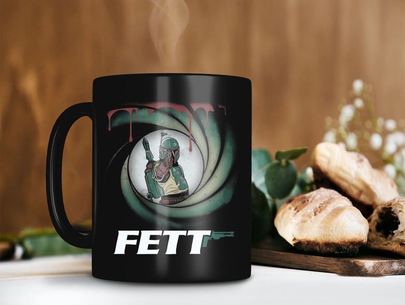 Agent Fett 007 Mug Boba Fett Lover Mug Star Wars Gift The Mandalorian Gift The Child Premium Sublime Ceramic Coffee Mug Black