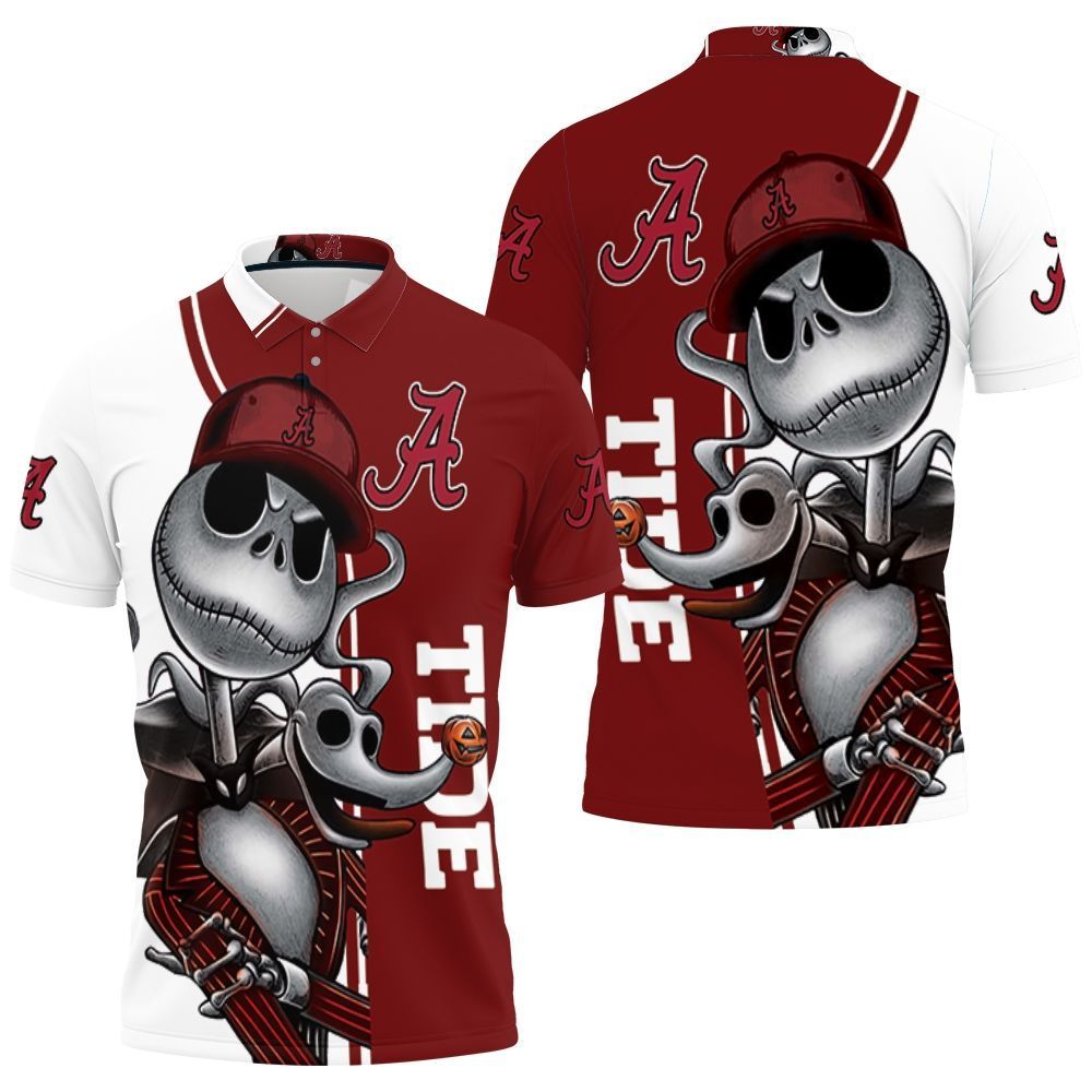 Alabama Crimson Tide Jack Skellington And Zero Polo Shirt All Over Print Shirt 3d T-shirt