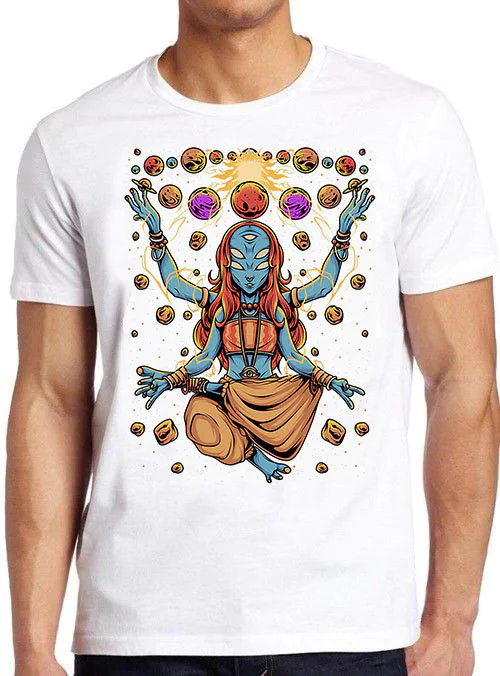 Alien Meditating Spiritual Yoga Art Unisex T-Shirt