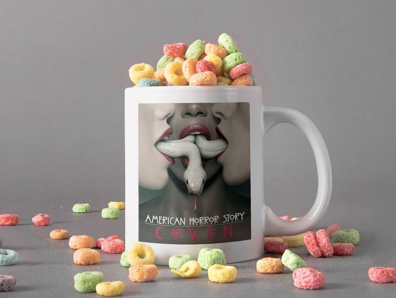 American Horror Story Coven Mug Double Feature Mug Apocalypse Mug Retro Vintage Mug Premium Sublime Ceramic Coffee Mug White