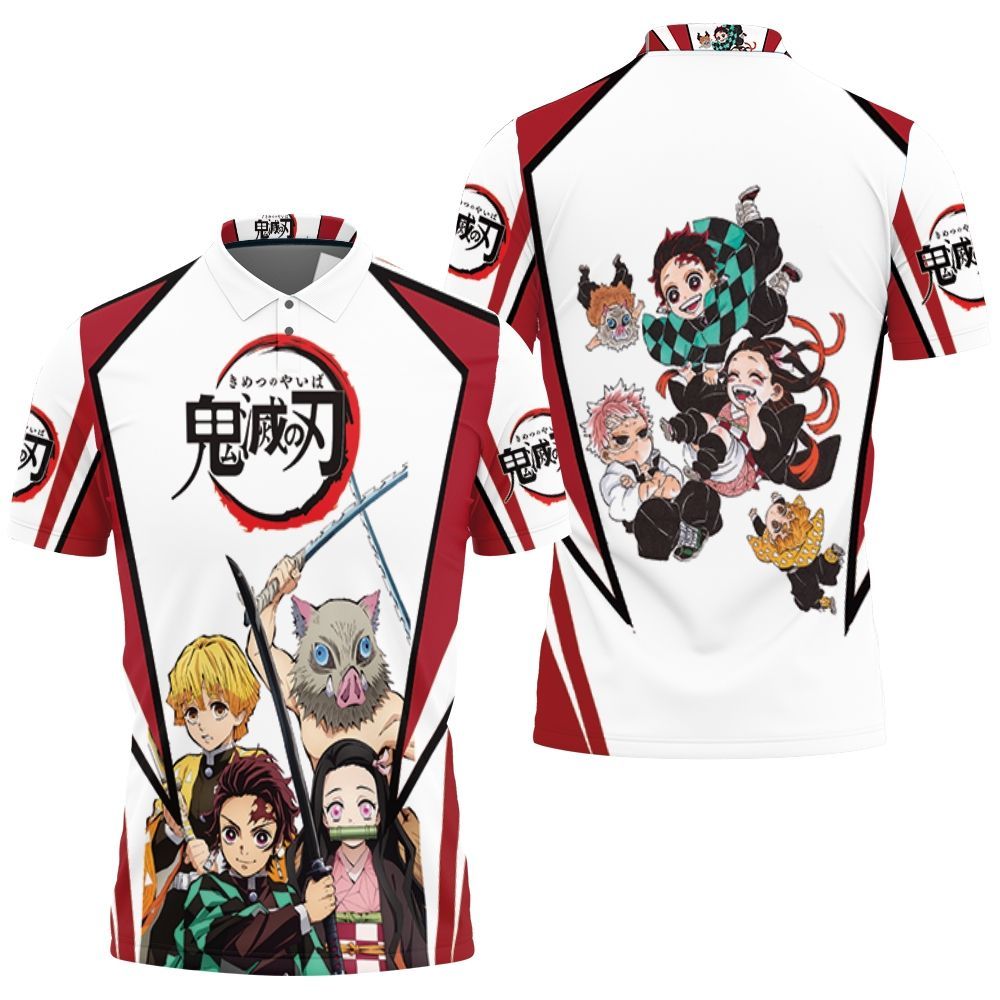 Anime Kimetsu No Yaiba Tanjiro And Friends Polo Shirt All Over Print Shirt 3d T-shirt