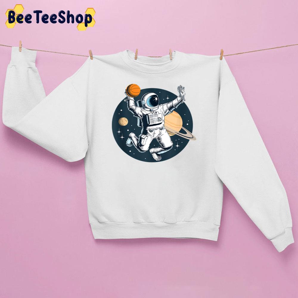 Astronaut Dunking Basketball In Space Among Planets Graphic Unisex Sweatshirt
