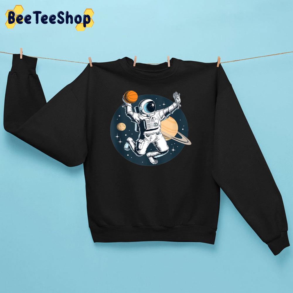 Astronaut Dunking Basketball In Space Among Planets Graphic Unisex Sweatshirt