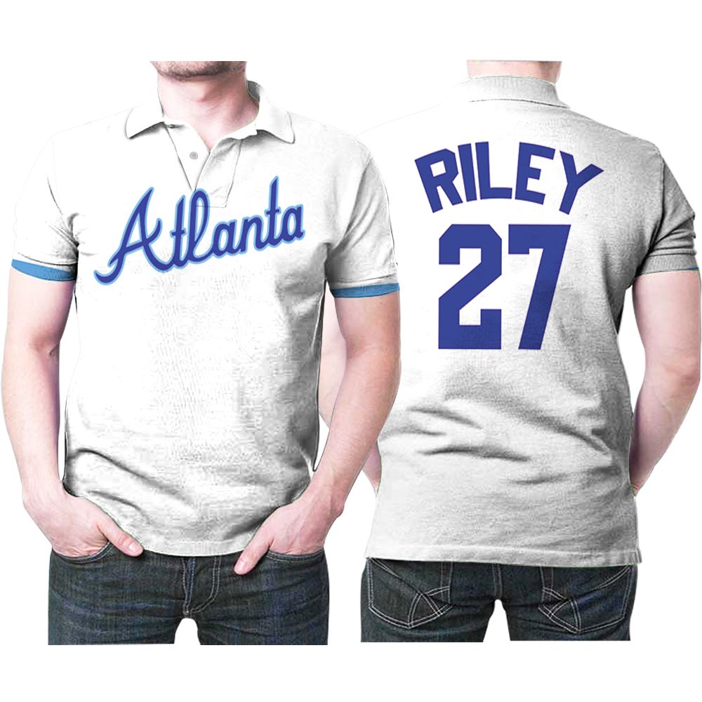 Atlanta Braves Austin Riley #27 Mlb Big Tall Cooperstown Collection Mesh Wordmark 3d Designed Allover Gift For Atlanta Fans Polo Shirt