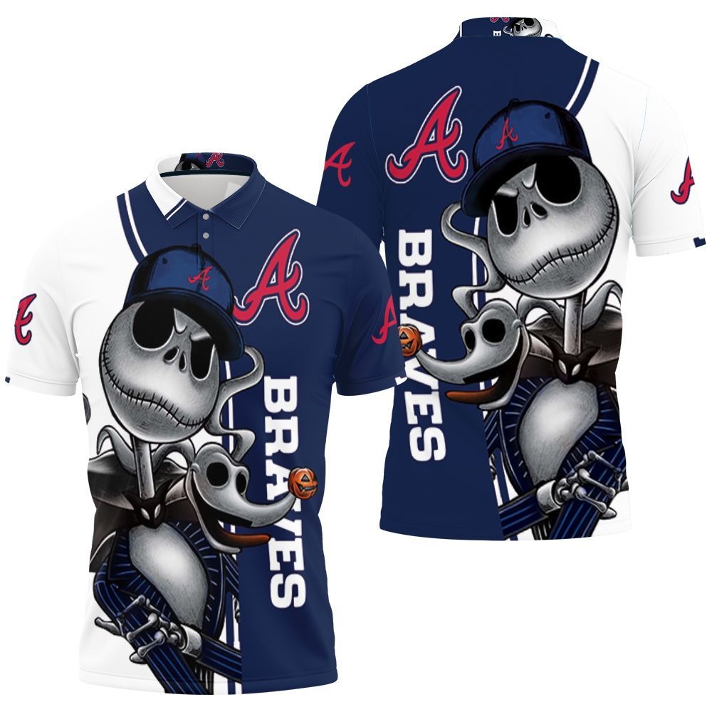 Atlanta Braves Jack Skellington And Zero Polo Shirt All Over Print Shirt 3d T-shirt