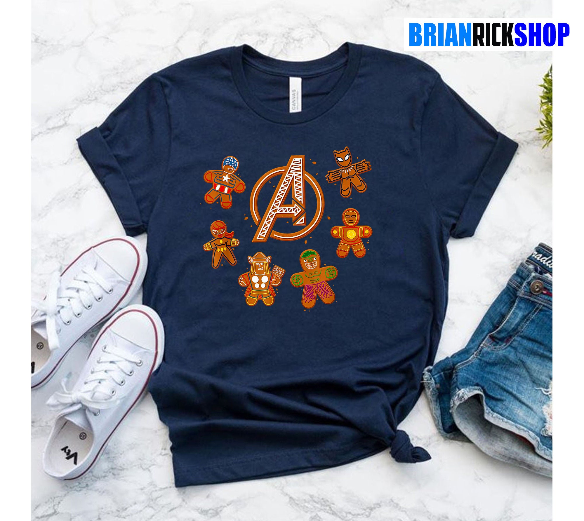 Avengers Christmas Marvel Gingerbread Cookie Disney Christmas Unisex T-Shirt