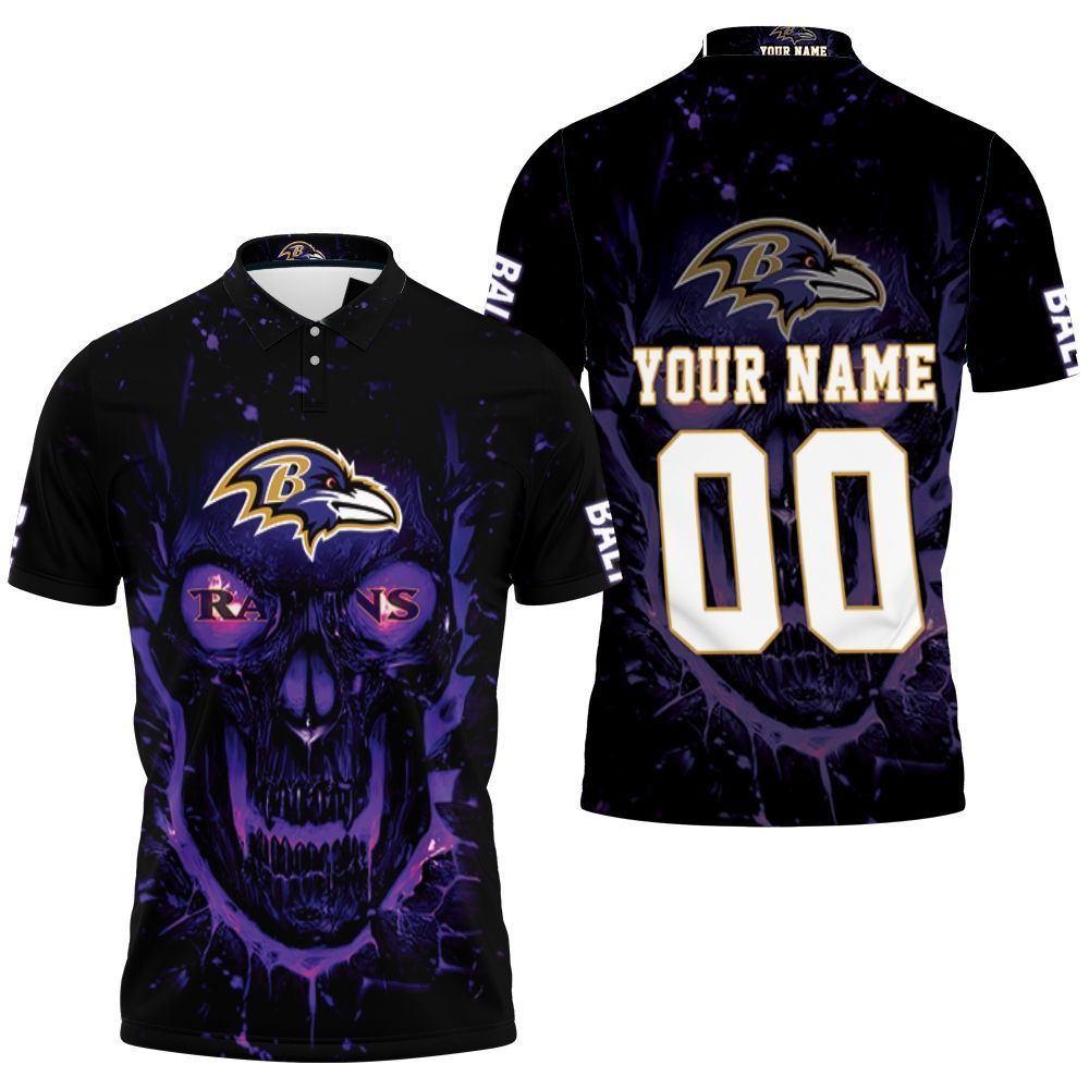 Baltimore Ravens Nfl Skull For Fan 3d Personalized Polo Shirt  All Over Print Shirt 3d T-shirt