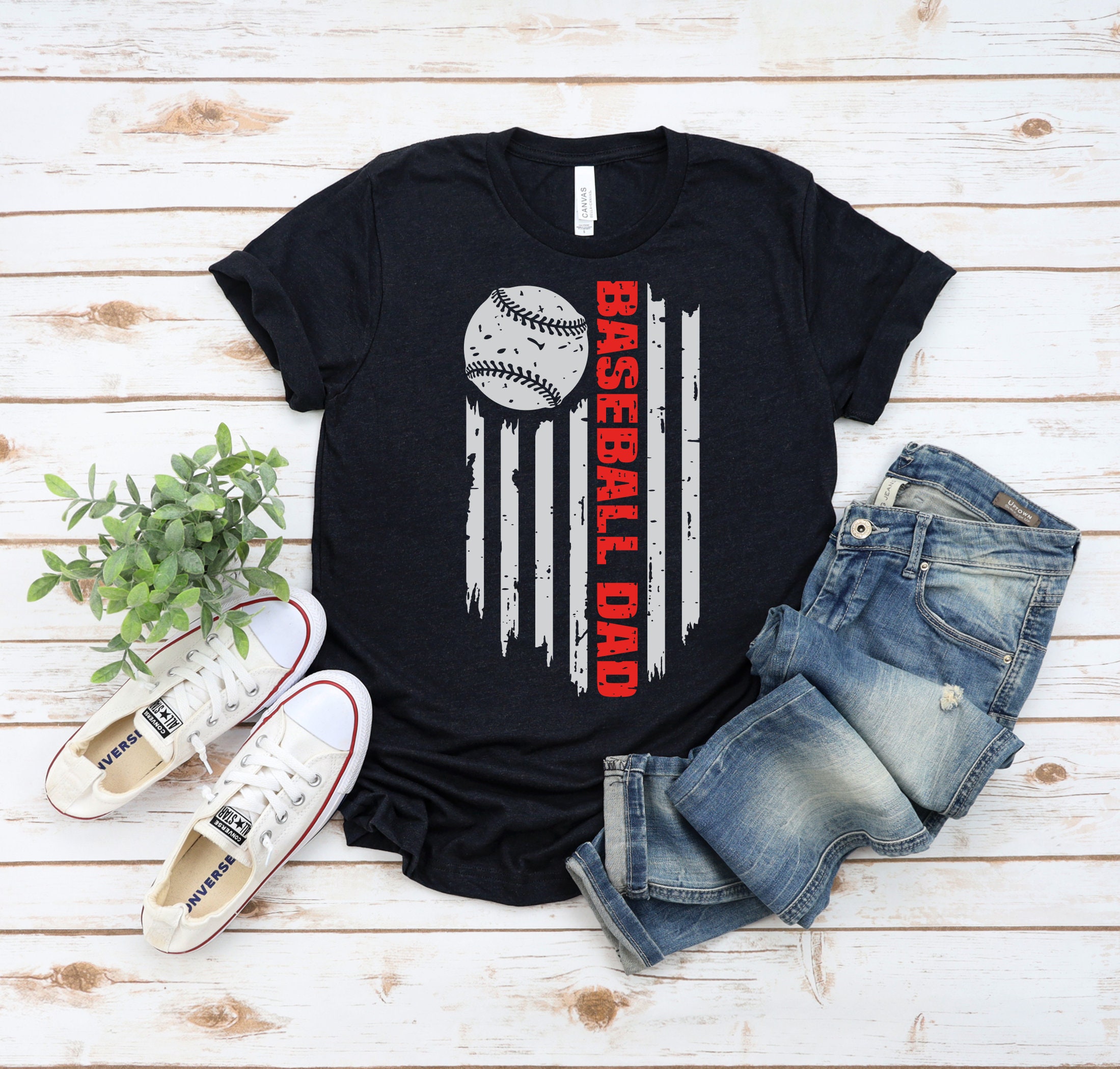 Baseball Dad Usa American Flag Dada Sporting Dad Father’s Day Unisex T-Shirt