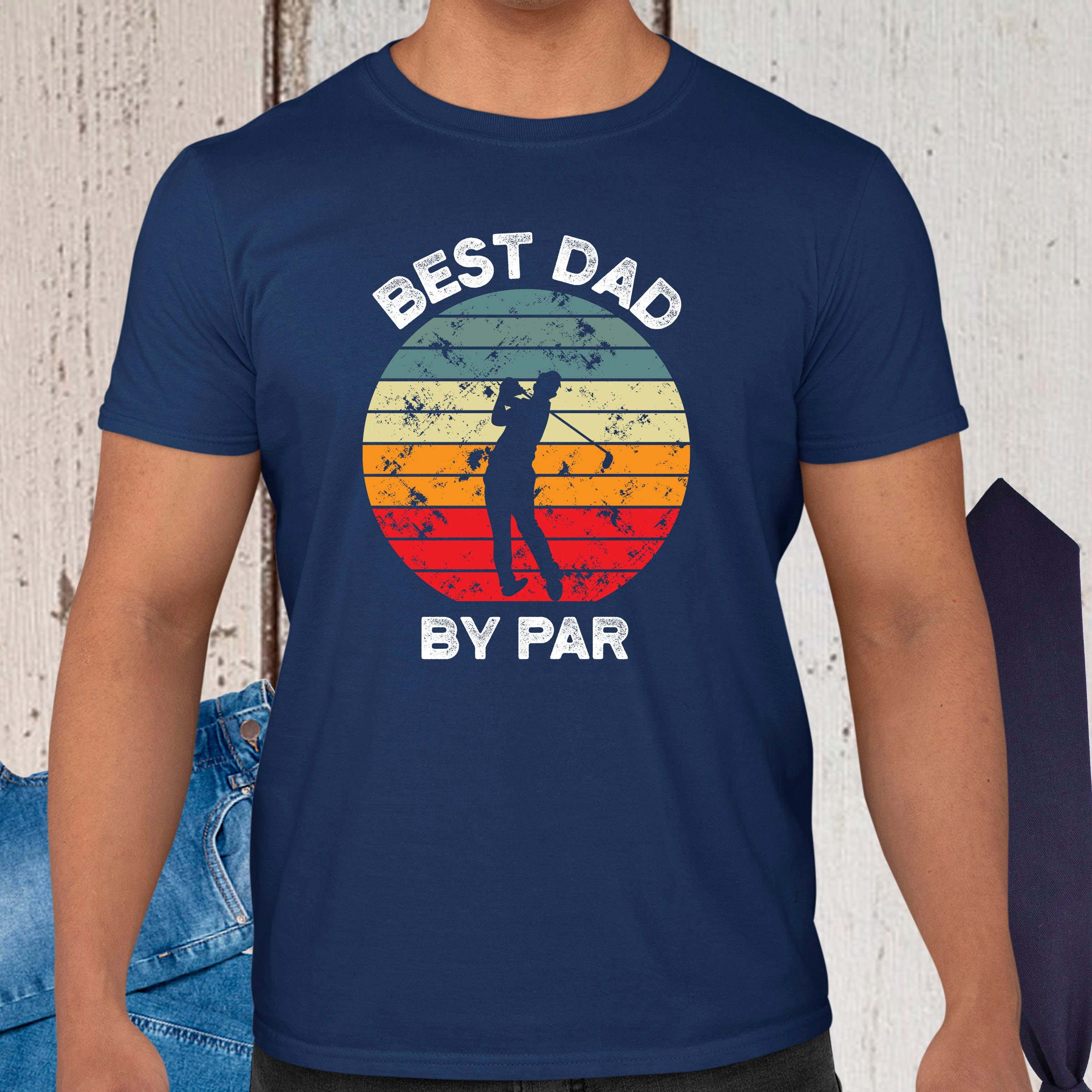 Best Dad By Par Vintage Sunset Golf Unisex T-Shirt