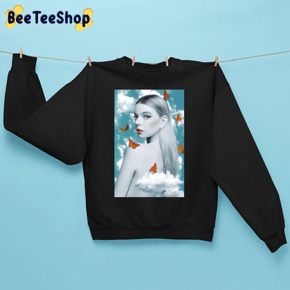 Blue Sky Butterfly And Anya Taylor Joy Unisex Sweatshirt