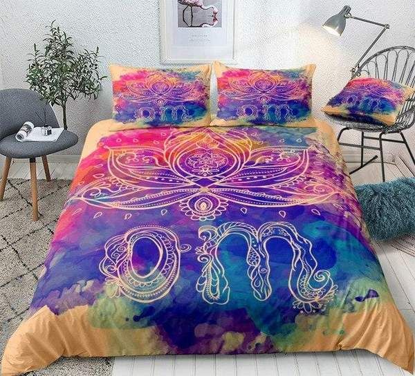 Boho Lotus Flower GeometricCotton Bedding Sets