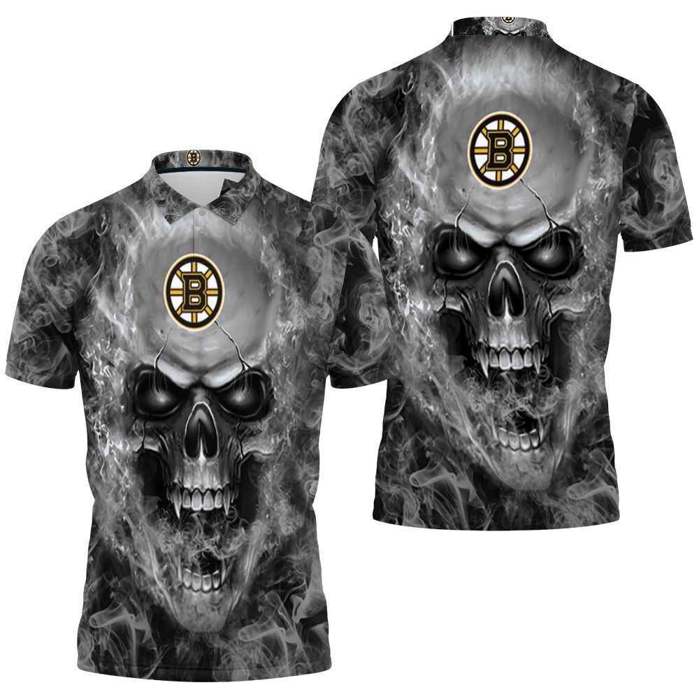 Boston Bruins Nhl Fans Skull Polo Shirt All Over Print Shirt 3d T-shirt