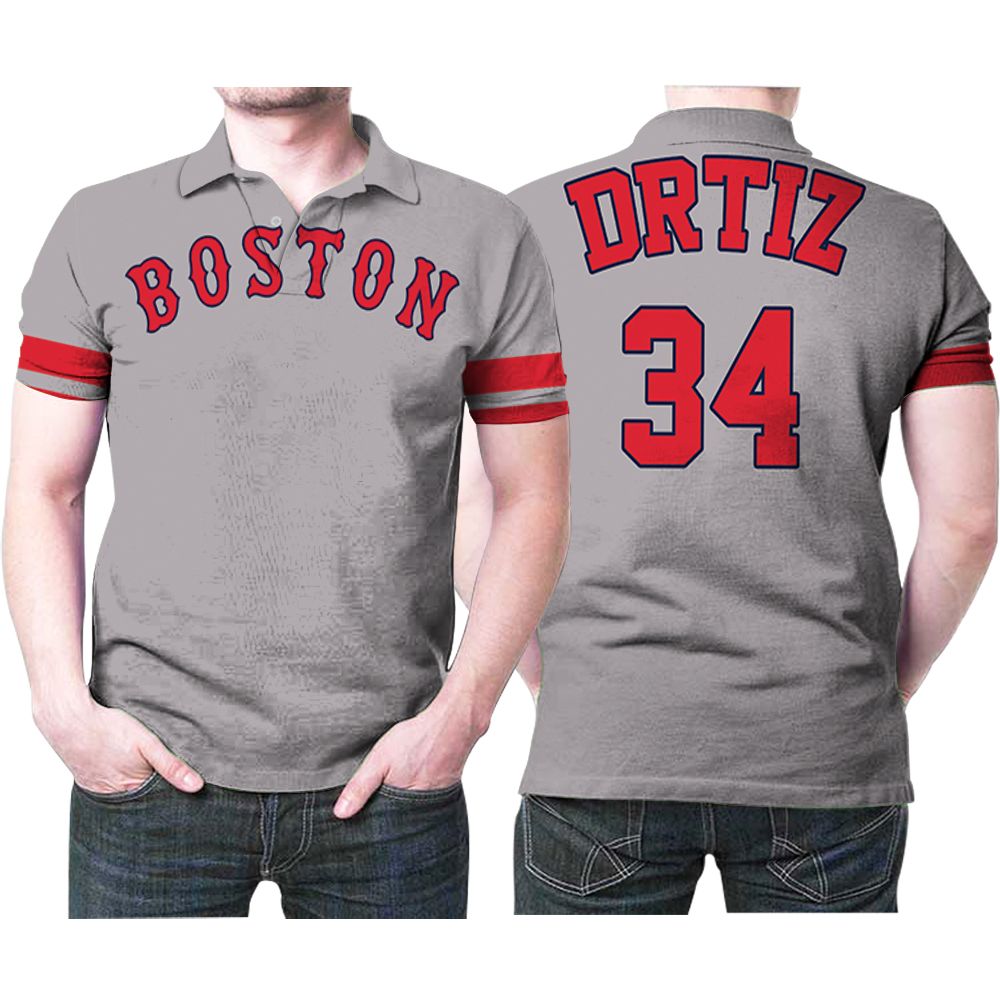 Boston Red Sox David Ortiz Majestic Cool Base Player Gray 2019 Jersey Style Gift For Rex Sox Fans Polo Shirt All Over Print Shirt 3d T-shirt