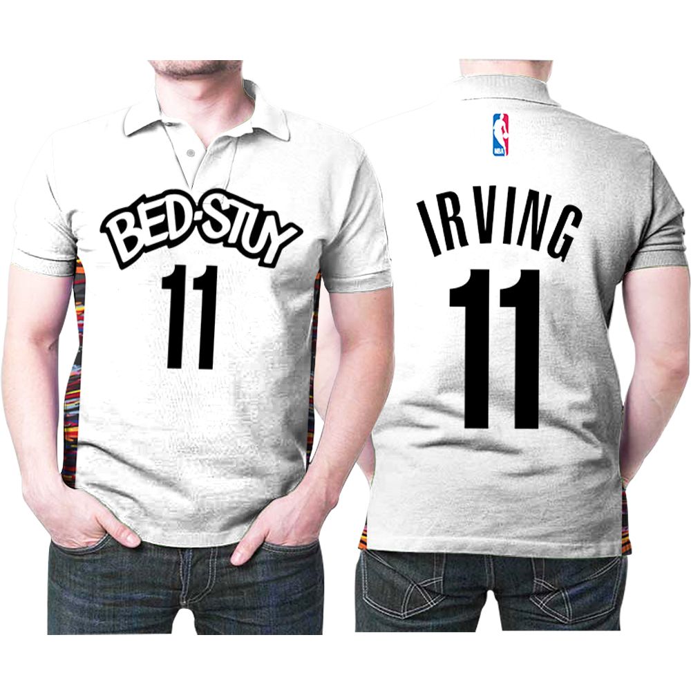 Brooklyn Nets Bed-study Kyrie Irving #11 Nba Basketball 2020 City Edition New Arrival White Gift For Brooklyn Fans Polo Shirt
