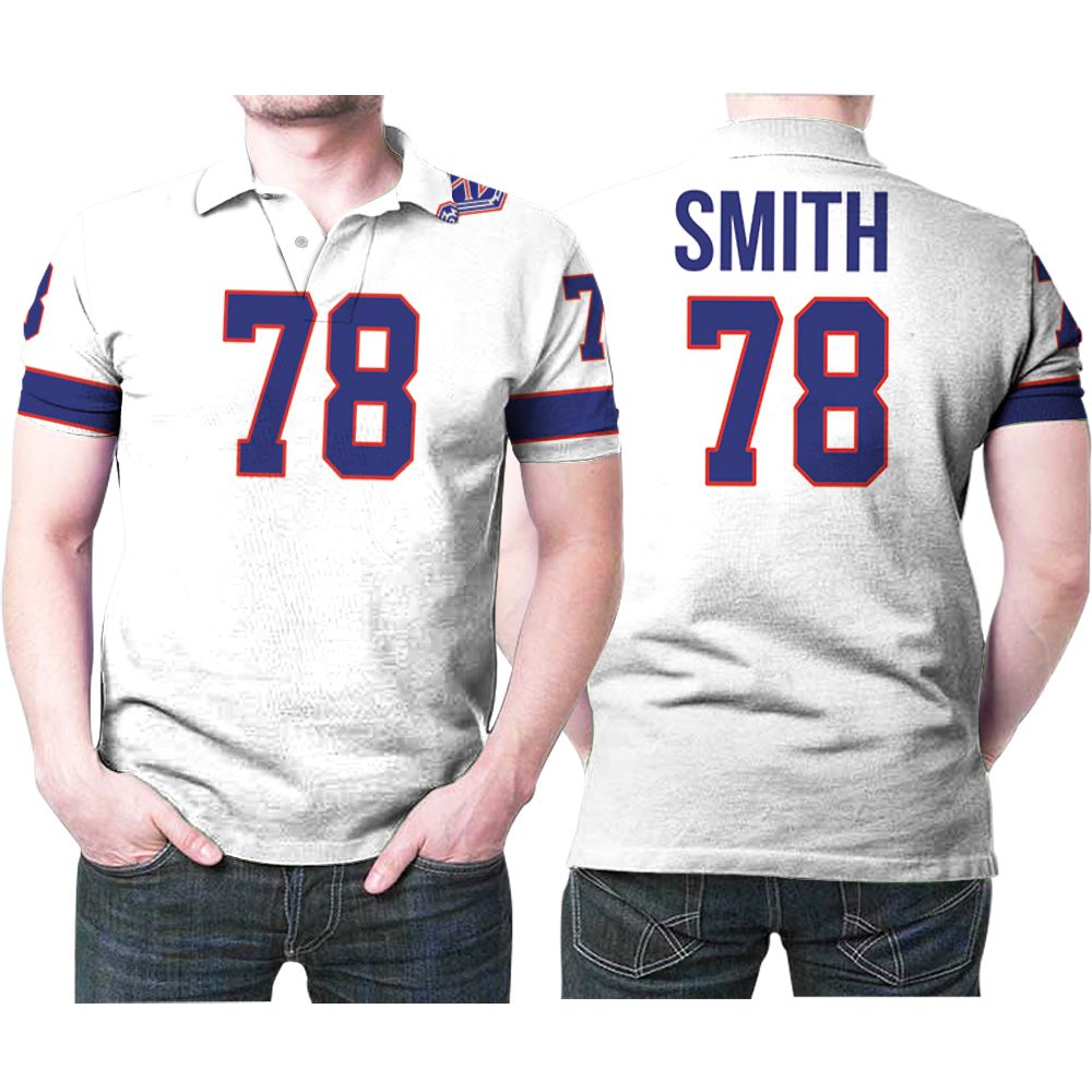 Buffalo Bills Bruce Smith #78 Great Player Nfl American Football Team White Vintage 3d Designed Allover Gift For Bills Fans Polo Shirt