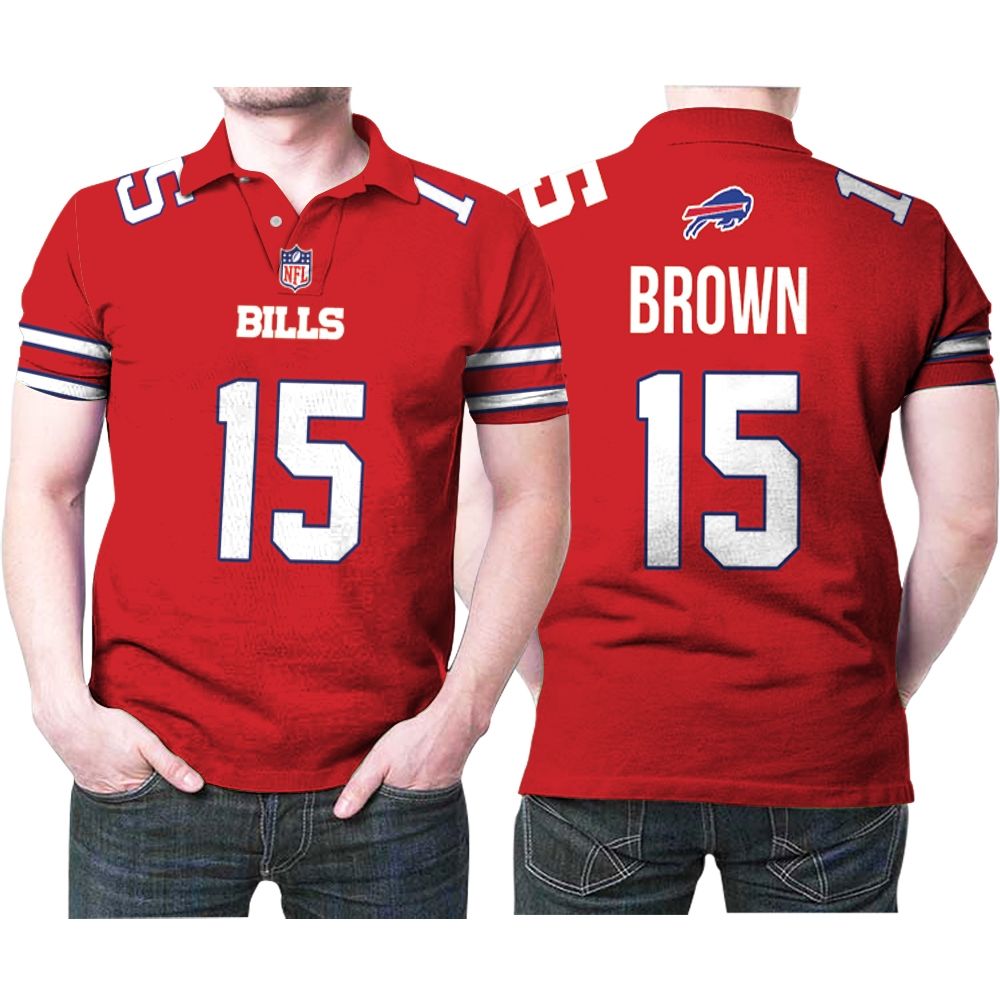 Buffalo Bills John Brown #15 Great Player Nfl American Football Red Color Rush Jersey Style Gift For Bills Fans Polo Shirt
