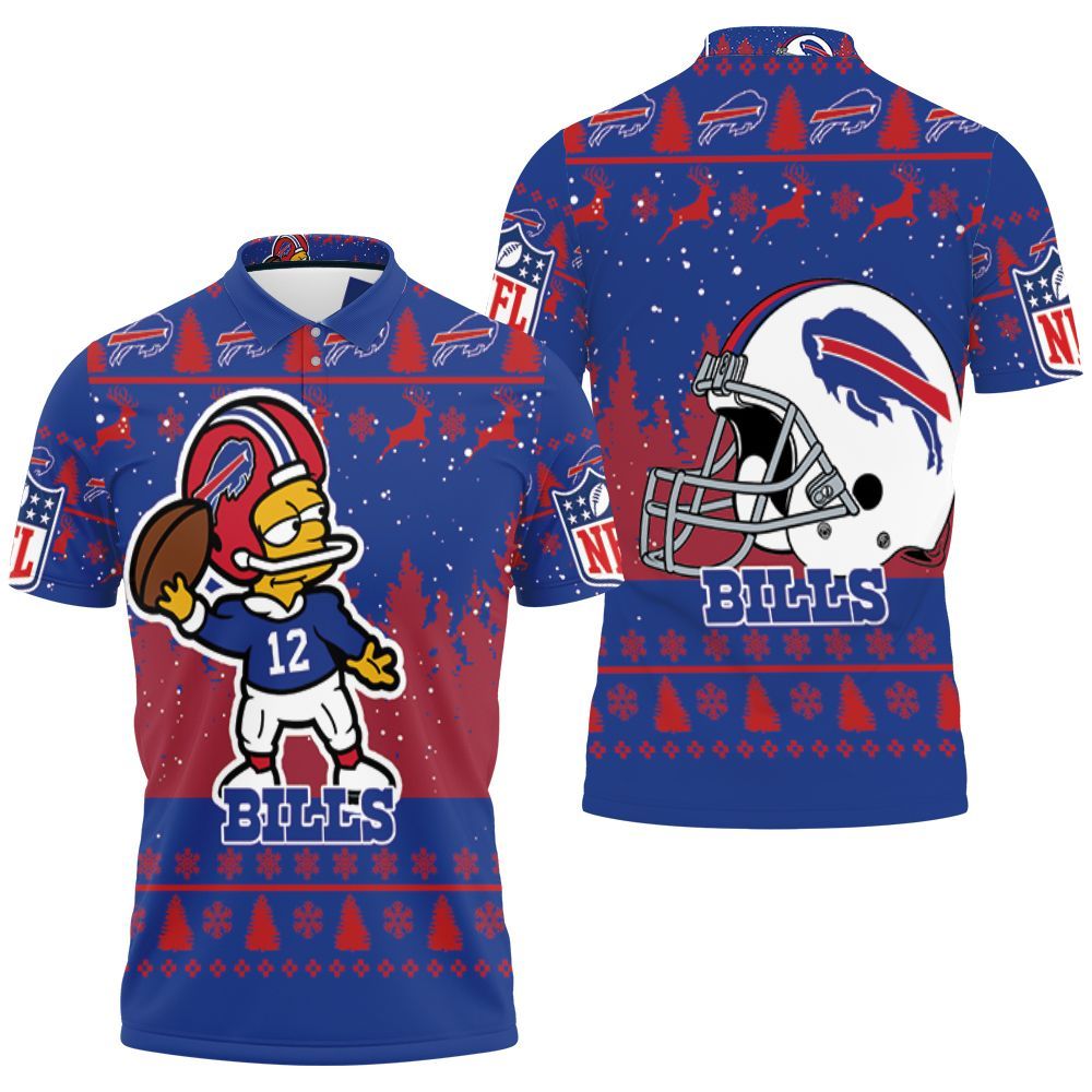 Buffalo Bills Number 12 The Simpsons Cartoon Art Style Polo Shirt All Over Print Shirt 3d T-shirt