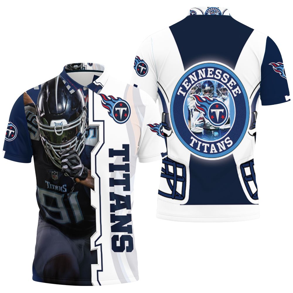 Cameron Wake #91 Tennessee Titans Afc South Division Super Bowl 2021 Polo Shirt All Over Print Shirt 3d T-shirt