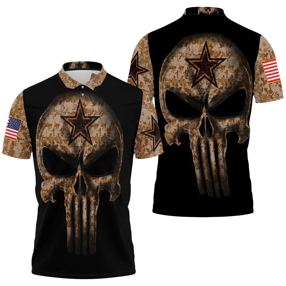 Camouflage Skull Dallas Cowboys American Flag Polo Shirt All Over Print Shirt 3d T-shirt